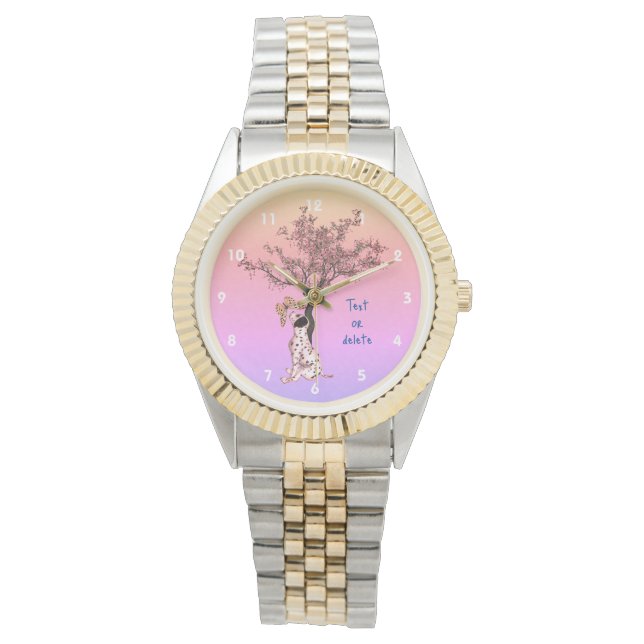 Reloj De Pulsera Puppy Dalmatiano Y Mariposa Personalizada (Anverso)