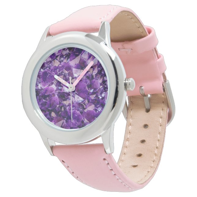 Reloj De Pulsera Purple Amethyst Crystal Geode Gems Watch (Angular)