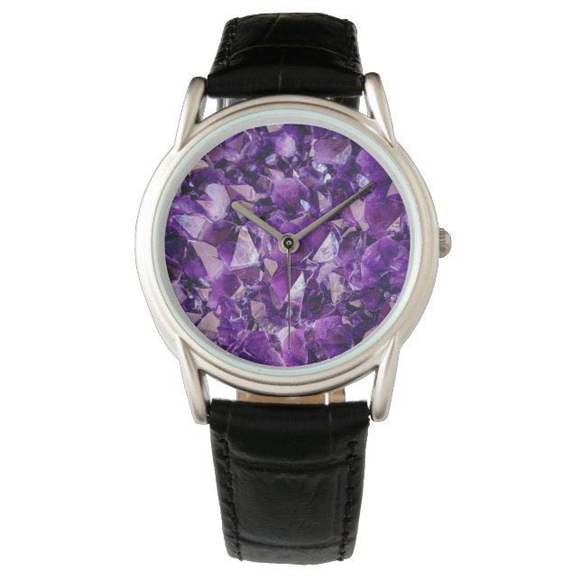Reloj De Pulsera Purple Amethyst Crystal Geode Gems Watch (Anverso)