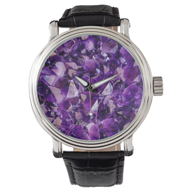 Reloj De Pulsera Purple Amethyst Crystal Geode Gems Watch (Anverso)