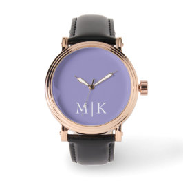 Reloj De Pulsera Purple and White | Modern Monogram