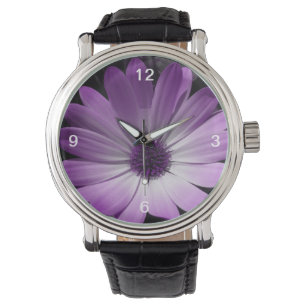 Reloj De Pulsera Purple Daisy Flor Vintage Watch con números