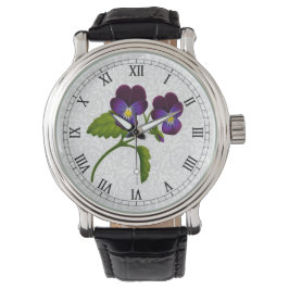 Reloj De Pulsera Purple Garden Pansy Flowers Watch