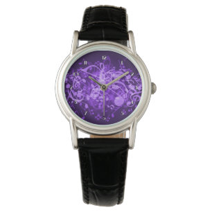 Reloj De Pulsera Purple Glow Music Notes Writing Watch