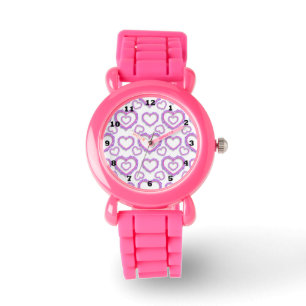 Reloj De Pulsera Purple Hearts Pink Purpurina Watch