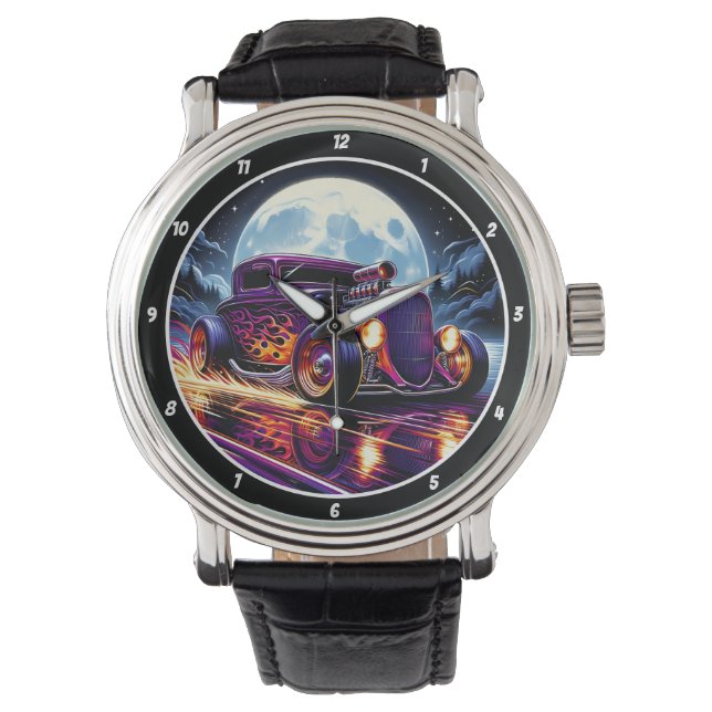 Reloj De Pulsera Purple Hot Rod, Moonlit Flames (Anverso)