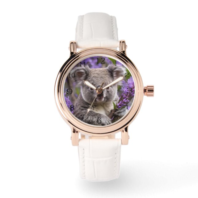 Reloj De Pulsera Purple Jacaranda Koala Bear, (Anverso)