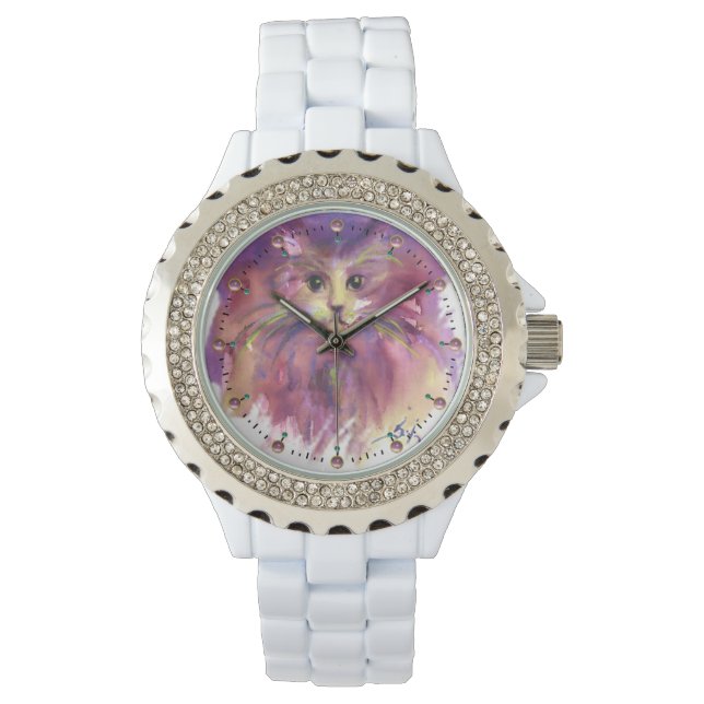 RELOJ DE PULSERA PURPLE KITTEN,CUTE KITTY CAT RETRATO (Anverso)
