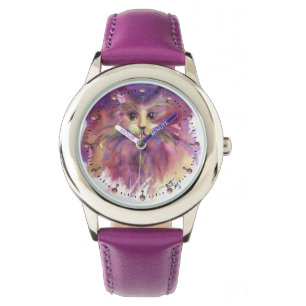 RELOJ DE PULSERA PURPLE KITTEN,CUTE KITTY CAT RETRATO