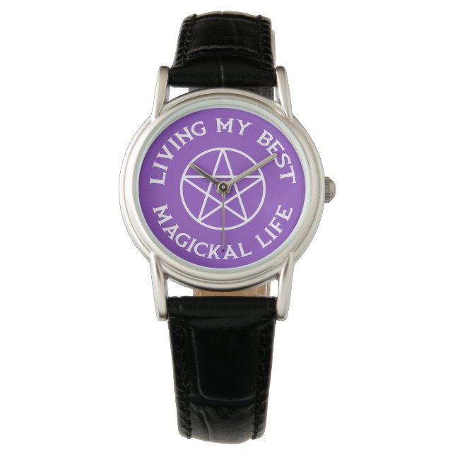 Reloj De Pulsera Purple Living My Best Magickal Life Cheeky Witch® (Anverso)