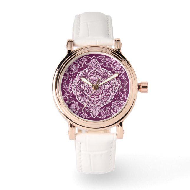 Reloj De Pulsera Purple mandala AI art  (Anverso)