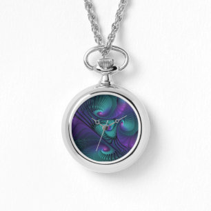 Reloj De Pulsera Purple Meets Turquoise Moderno Resumen Arte Fracta