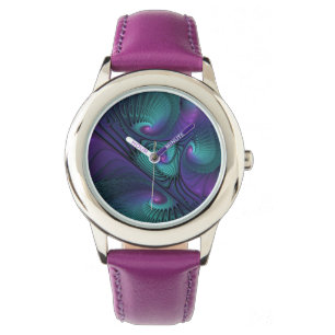 Reloj De Pulsera Purple Meets Turquoise Moderno Resumen Arte Fracta