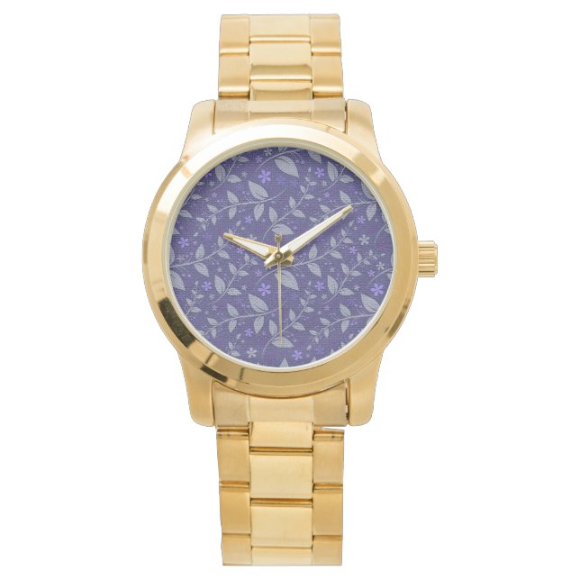 Reloj De Pulsera Purple Modern Elegant Popular Floral (Anverso)