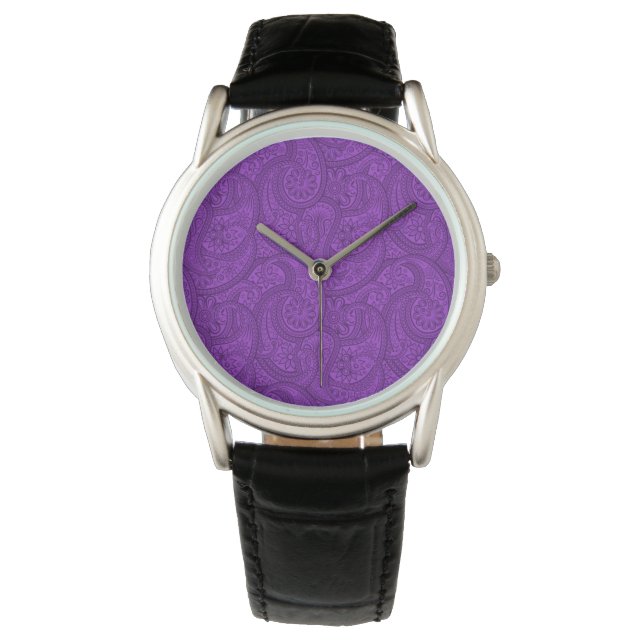 Reloj De Pulsera Purple Paisley (Anverso)