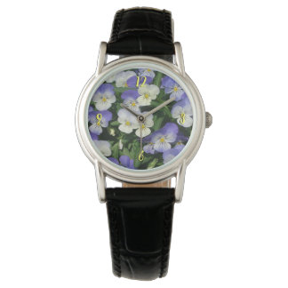 Reloj De Pulsera Purple Pansies Garden Floral