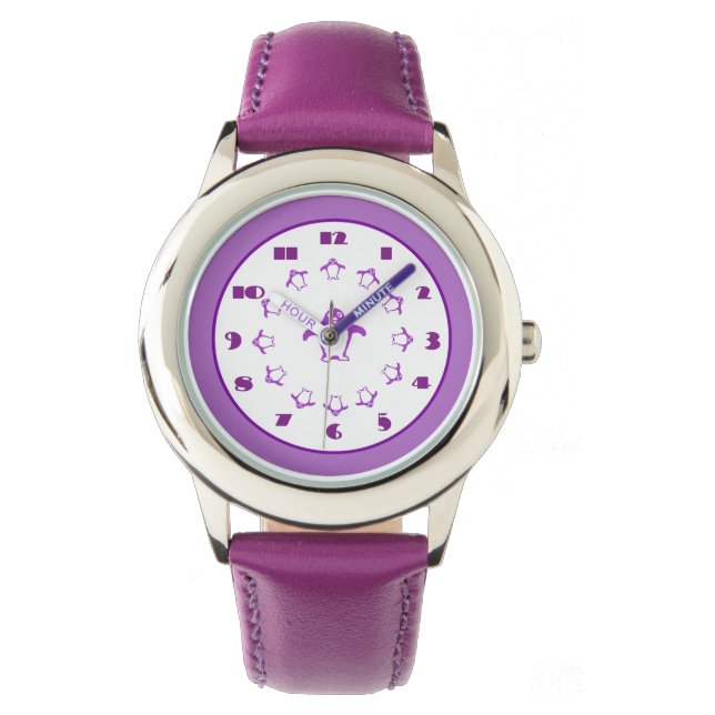 Reloj De Pulsera Purple Penguins Watch (Anverso)