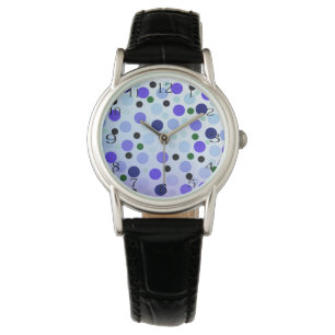 Reloj De Pulsera Púrpura Azul Y Polka Verde,