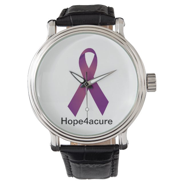 Reloj De Pulsera Púrpura Cinta Mirar Fibrosis Quística Lupus Fibro (Anverso)