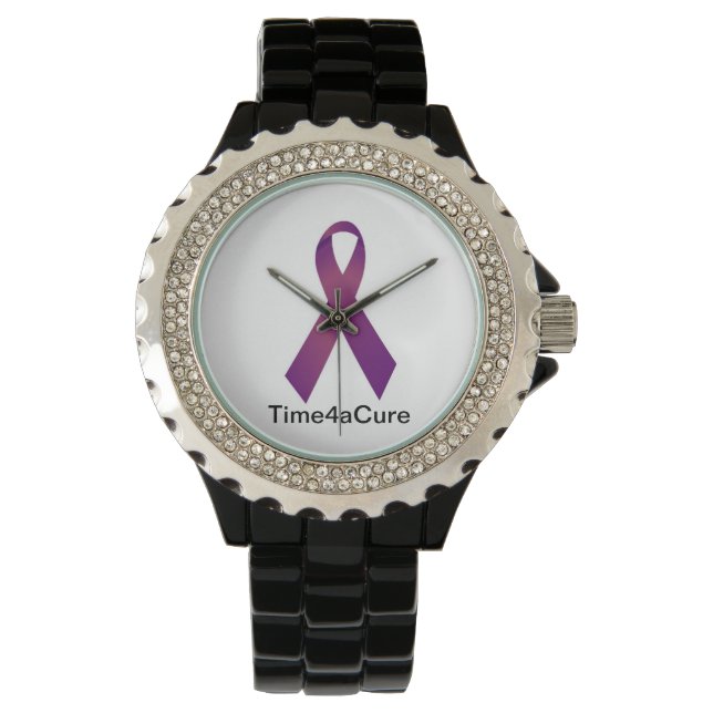 Reloj De Pulsera Púrpura Cinta Mirar Fibrosis Quística Lupus Fibro (Anverso)