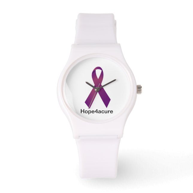 Reloj De Pulsera Púrpura Cinta Mirar Fibrosis Quística Lupus Fibro (Anverso)
