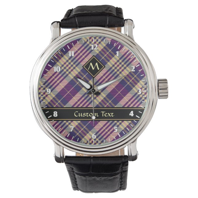 Reloj De Pulsera Púrpura, dorada y azul Tartán (Anverso)