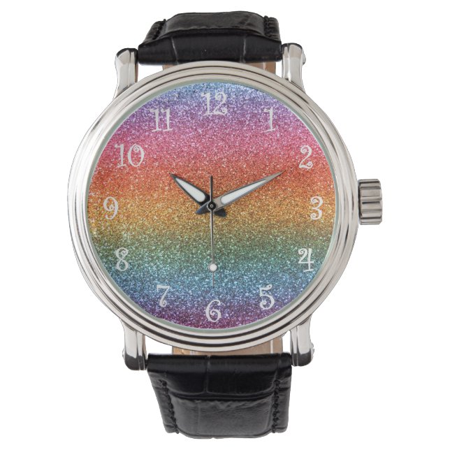 Reloj De Pulsera Purpurina arcoiris (Anverso)