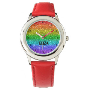 Reloj De Pulsera Purpurina arcoiris de Boho Chicas aburridos niños 