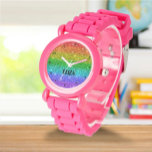 Reloj De Pulsera Purpurina arcoiris de Boho Chicas aburridos niños<br><div class="desc">Cuto reloj purpurina arcoiris. Girly,  perfecto para los niños. Personalízalo con el nombre de su hijo.</div>