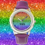 Reloj De Pulsera Purpurina arcoiris de Boho Chicas aburridos niños<br><div class="desc">Cuto reloj purpurina arcoiris. Girly,  perfecto para los niños. Personalízalo con el nombre de su hijo.</div>