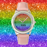 Reloj De Pulsera Purpurina arcoiris de Boho Chicas aburridos niños<br><div class="desc">Cuto reloj purpurina arcoiris. Girly,  perfecto para los niños. Personalízalo con el nombre de su hijo.</div>