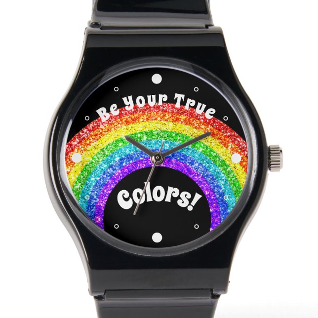 Reloj De Pulsera Purpurina arcoiris Orgullo LGBT ser tus verdaderos (Subido por el creador)