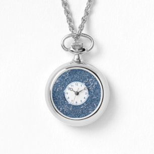 Reloj De Pulsera Purpurina azul falso textura tipo gráfico