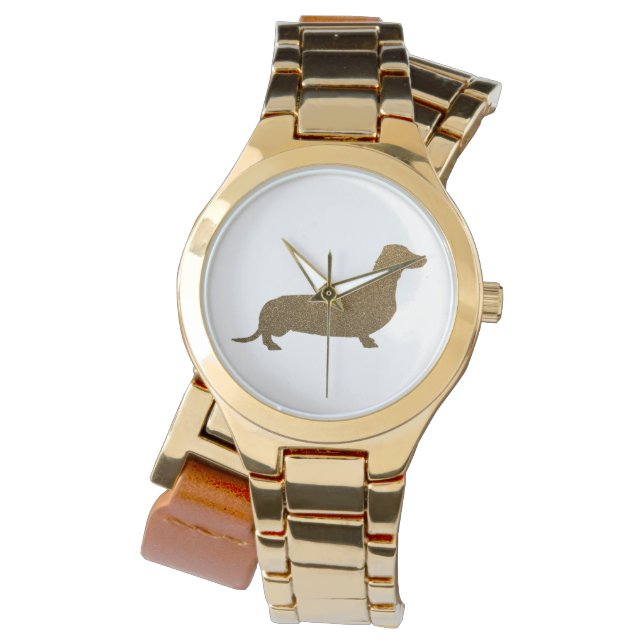 Reloj De Pulsera Purpurina de Dachshund Faux | Icono de Perro Amant (Anverso)