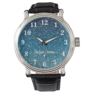 Reloj De Pulsera Purpurina de degradado de mar y azul oceánico pers