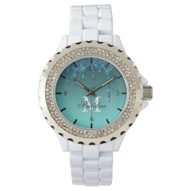 Reloj De Pulsera Purpurina de goteo personalizado (Anverso)