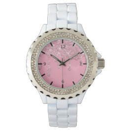Reloj De Pulsera Purpurina de goteo rosa Watch