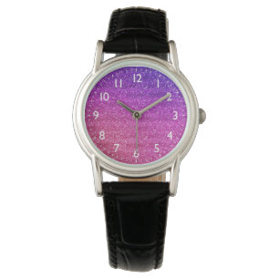Reloj De Pulsera Purpurina de gradiente espumoso morado y rosado