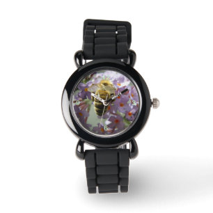 Reloj De Pulsera Purpurina de las flores de abeja y de buda Watch