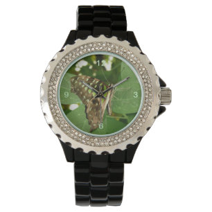 Reloj De Pulsera Purpurina de mariposa verde irlandés tropical Watc