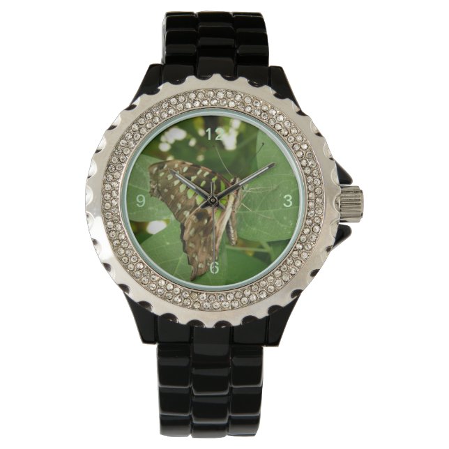 Reloj De Pulsera Purpurina de mariposa verde irlandés tropical Watc (Anverso)