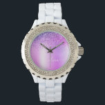 Reloj De Pulsera Purpurina de monograma púrpura Sparkle Girly Scrip<br><div class="desc">Purpurina De Espuma Metálica De Relieve metalizado Púrpura Faux Cepó El Reloj De Nombre De Monograma Metalizado. Esto hace que la graduación perfecta, el cumpleaños, el boda, la ducha de novia, el aniversario, la ducha de bebé o la fiesta de soltera sea un regalo para alguien que ama el lujo...</div>