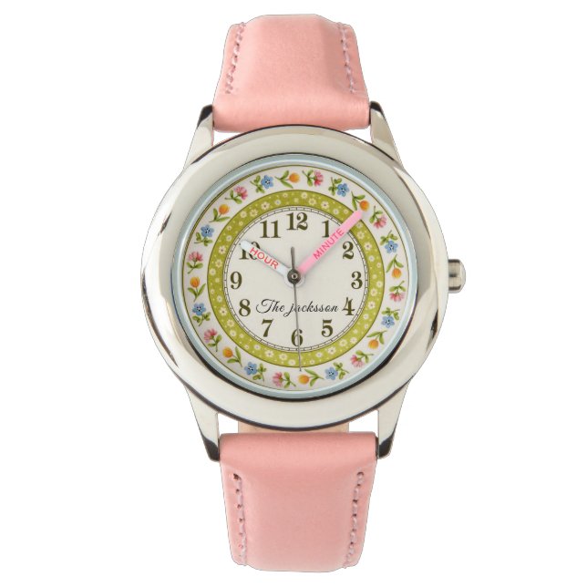 Reloj De Pulsera Purpurina de nombres personalizados Strap Kids Wat (Anverso)