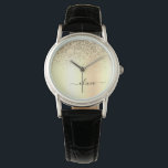 Reloj De Pulsera Purpurina de oro Girly Lujo Monograma Moderno Nomb<br><div class="desc">El Purpurina de la espuma metálica del Relieve metalizado Faux de oro Cepilló el Reloj de nombres de monograma Metalizado. Esto hace que la graduación perfecta, el cumpleaños, el boda, la ducha de novia, el aniversario, la ducha de bebé o la fiesta de soltera sea un regalo para alguien que...</div>