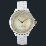 Reloj De Pulsera Purpurina de oro Girly Lujo Monograma Moderno Nomb<br><div class="desc">El Purpurina de la espuma metálica del Relieve metalizado Faux de oro Cepilló el Reloj de nombres de monograma Metalizado. Esto hace que la graduación perfecta, el cumpleaños, el boda, la ducha de novia, el aniversario, la ducha de bebé o la fiesta de soltera sea un regalo para alguien que...</div>