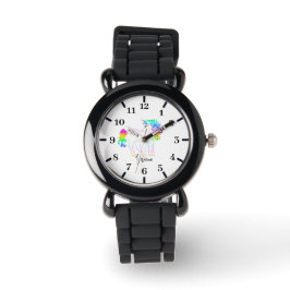Reloj De Pulsera Purpurina de plata de Unicorn