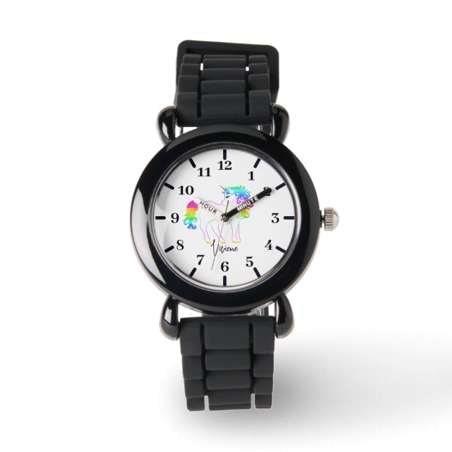Reloj De Pulsera Purpurina de plata de Unicorn (Anverso)