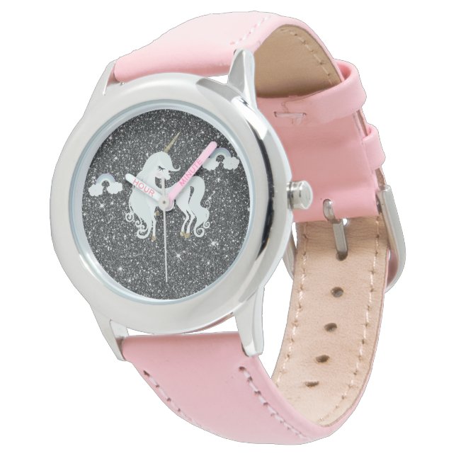 Reloj De Pulsera Purpurina de unicornio negro (Angular)