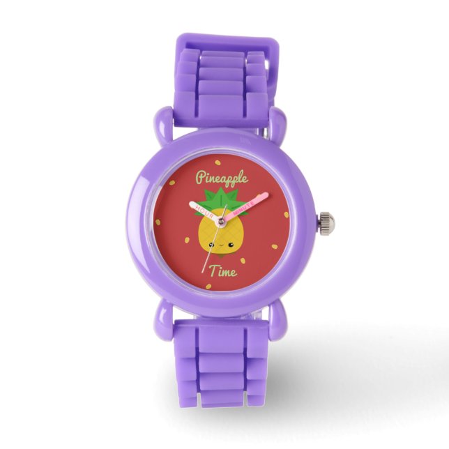 Reloj De Pulsera Purpurina de vigilancia roja destello niños piña (Anverso)