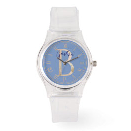 Reloj De Pulsera purpurina decorativo personalizado B Azul colorido